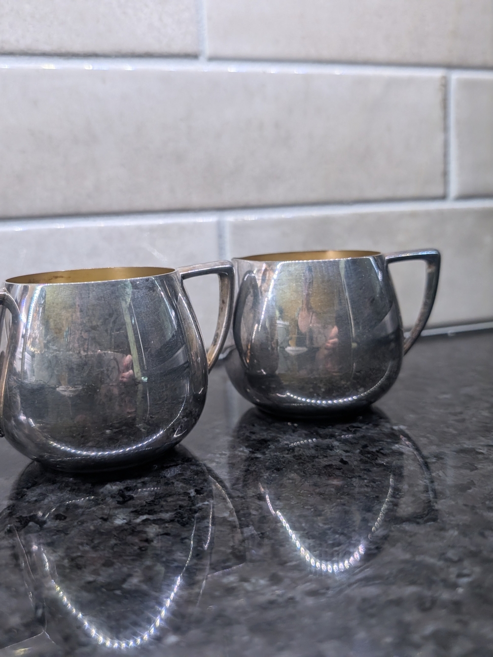 Silver-Tone Creamer Cups with Gold Interior - Set of 2
